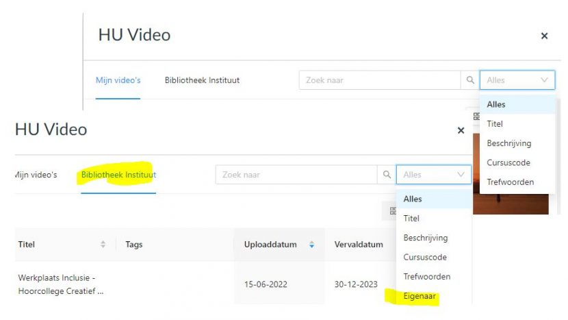 Nieuw: Uitgebreidere zoek- en sorteeropties van jouw video en die van het instituut voor het uploaden in Canvas
