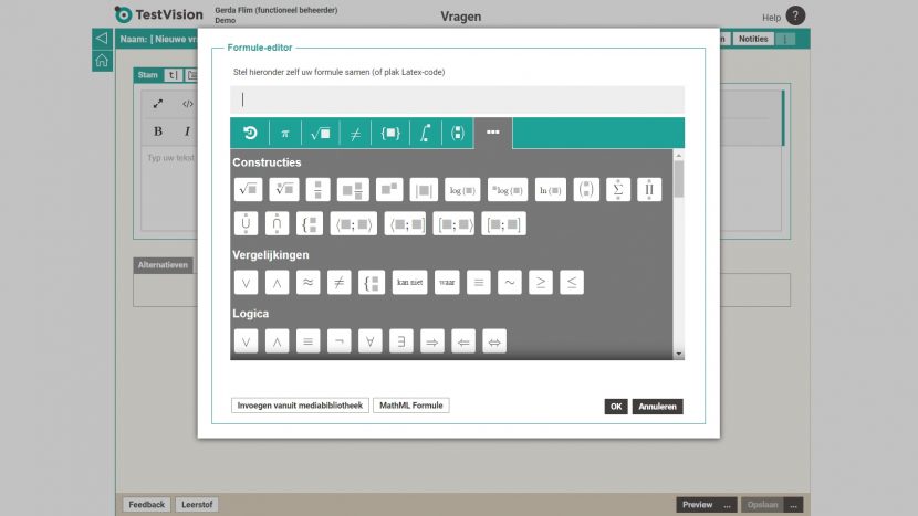 Nieuwe formule-editor in TestVision