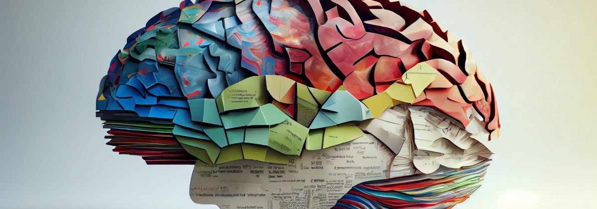 Human brain with paper colors ,generative AI