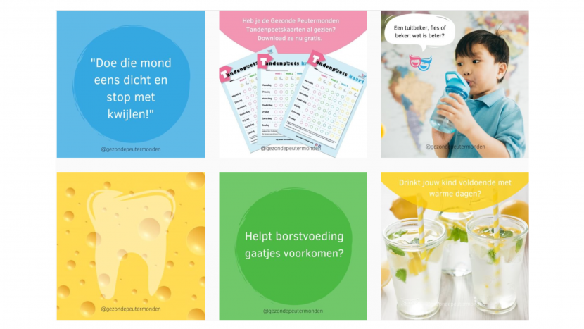 Voor tips voor een gezonde peutermond volg je ons op Instagram