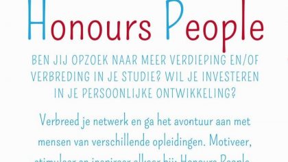 Honours people: aanmelden kan tot 16 februari!