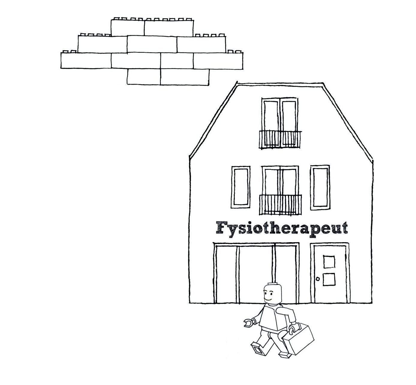 fysiotherapeut met koffer en winkel