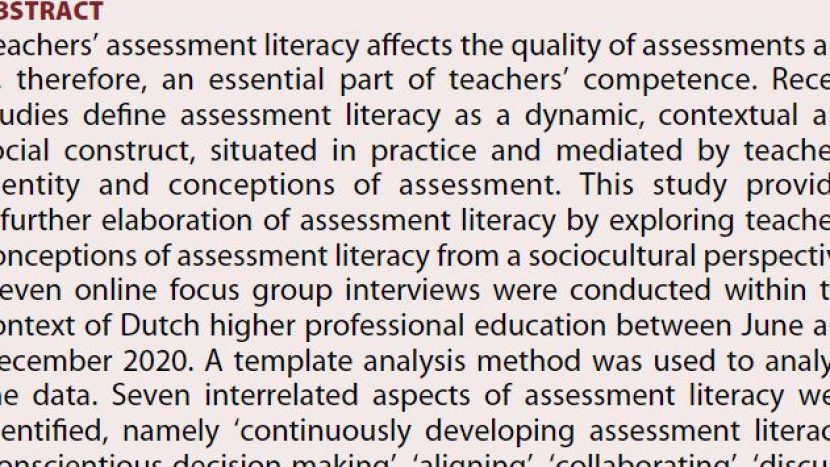 Wetenschappelijk artikel: opvattingen van hbo-docenten over toetsbekwaamheid