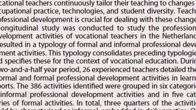 Wetenschappelijk artikel: Informele en formele activiteiten die het leren van mbo-docenten stimuleren