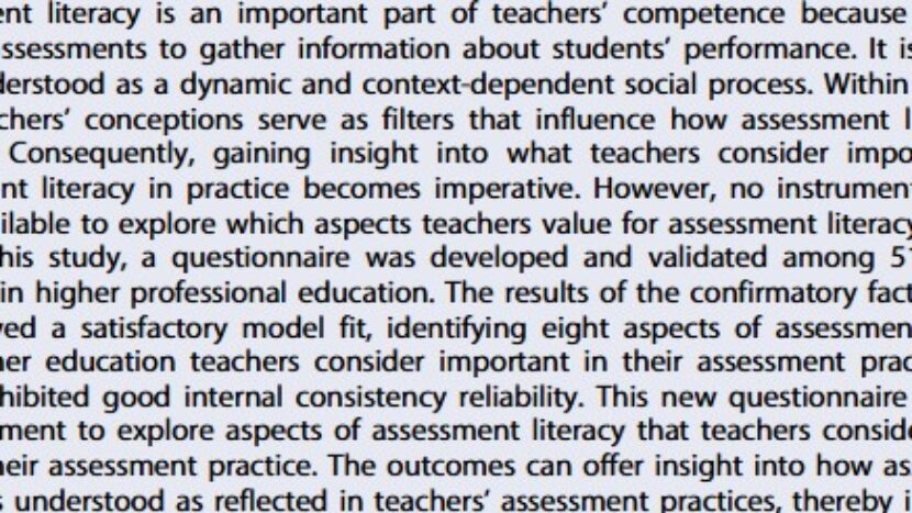 Wetenschappelijk artikel: Een vragenlijst om toetsbekwaamheid van docenten in kaart te brengen