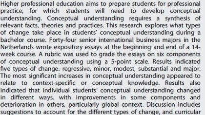 Artikel gepubliceerd over veranderingen in conceptueel begrip van studenten International Business Studies
