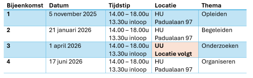 Agenda bijeenkomsten 2526